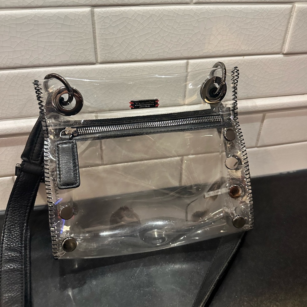 Hammitt Tony Small Clear Grommet Black Studded Crossbody Concert/Stadium Bag!